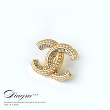 Load image into Gallery viewer, Chanel brooch encrusted with swarovski and Pearls Diagra art 20150