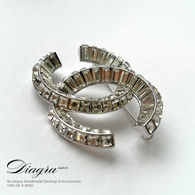 Load image into Gallery viewer, Chanel brooch silver tone encrusted with crystals Diagra art 240155 2