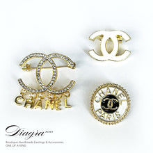 Load image into Gallery viewer, CC Set of 3 brooches white goldtone faux crystal diagra art 2805101