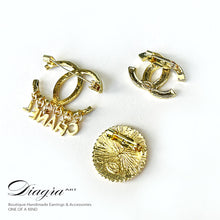 Load image into Gallery viewer, Set of 3 brooches white goldtone faux crystal diagra art 2805101