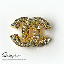 Load image into Gallery viewer, CC brooch encrusted with crystals Diagra art 230131