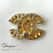 Load image into Gallery viewer, Chanel brooch encrusted with crystals back