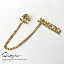 Load image into Gallery viewer, Chanel gold tone chain brooch 25673 back
