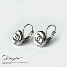 Load image into Gallery viewer, Chanel cc earrings silver tone handmade 0303234