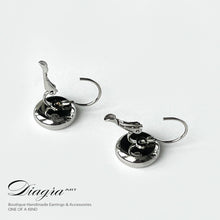 Load image into Gallery viewer, Dangle cc earrings silver tone handmade 0303234