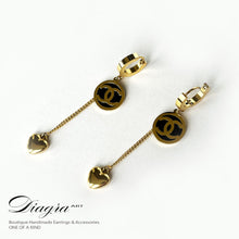 Load image into Gallery viewer, cc earrings black opal handmade 0303236