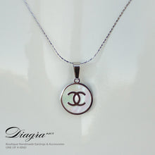 Load image into Gallery viewer, Chanel necklace white opal pendant silver tone daigra art 130908 1