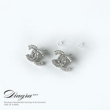 Load image into Gallery viewer, Chanel earrings encrusted with swarovski 060720 3