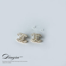 Load image into Gallery viewer, Chanel earrings encrusted with swarovski 060721 3