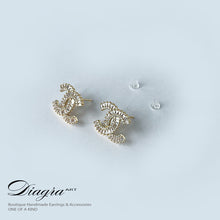 Load image into Gallery viewer, Chanel earrings encrusted with swarovski 060721 2