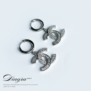Chanel earrings swarovski encrusted handmade 070623 2