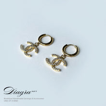 Load image into Gallery viewer, Chanel earrings swarovski encrusted handmade 070644 1