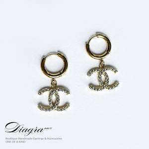 Chanel earrings swarovski encrusted handmade 070644 6