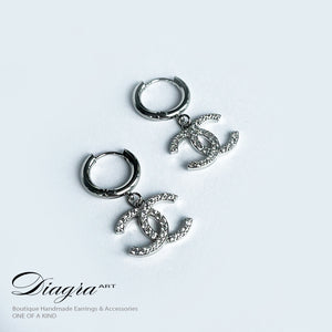 Chanel earrings swarovski encrusted handmade 0706451