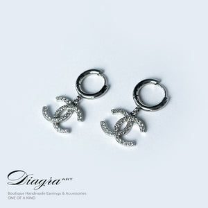 Chanel earrings swarovski encrusted handmade 0706453