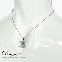 Load image into Gallery viewer, Chanel necklace CC silver tone daigra art 0706100