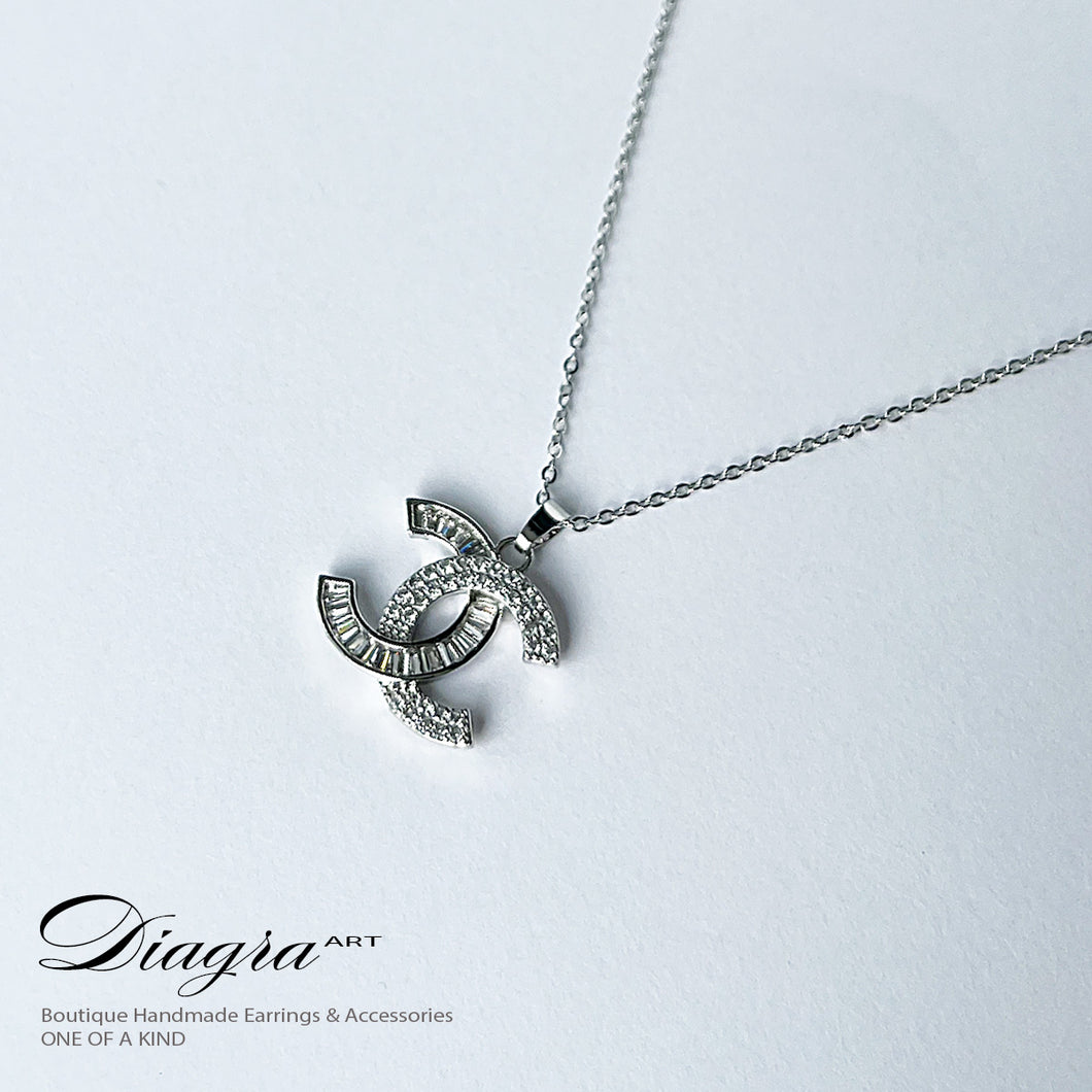Chanel necklace CC silver tone daigra art 0706100 7