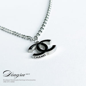 Chanel necklace silver tone handmade daigra art 080701