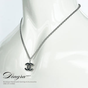 Chanel necklace silver tone handmade daigra art 080701 1