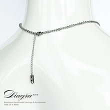 Load image into Gallery viewer, Chanel necklace silver tone handmade daigra art 080701 back