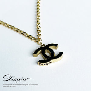 Chanel necklace gold tone handmade daigra art 080702