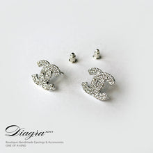 Load image into Gallery viewer, Chanel silvertone earrings encrusted with crystals Diagra Art 2511232