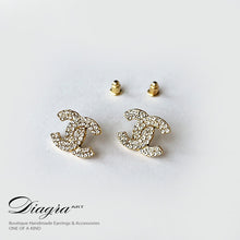 Load image into Gallery viewer, Chanel goldtone earrings encrusted with crystals Diagra Art 2511233