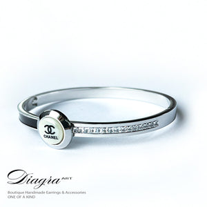 Chanel bracelet white opal silver tone 070606 2