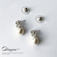 Load image into Gallery viewer, Chanel Earrings silver tone encrusted with swarovski and pearls