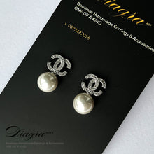 Load image into Gallery viewer, Chanel Earrings silver tone encrusted with swarovski