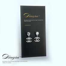 Load image into Gallery viewer, Chanel Earrings silver tone encrusted with swarovski Diagra Art 060711 3