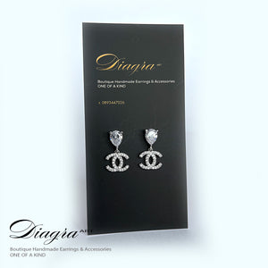 Chanel Earrings silver tone encrusted with swarovski Diagra Art 060711 3
