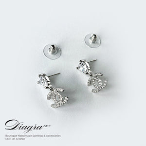 Chanel Earrings silver tone encrusted with swarovski Diagra Art 060711 1