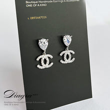 Load image into Gallery viewer, Chanel Earrings silver tone encrusted with swarovski Diagra Art 060711