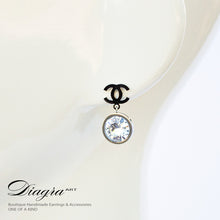 Load image into Gallery viewer, Chanel Dangle silver tone earrings faux swarovski handmade 14092201