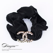 Load image into Gallery viewer, CC hair accessory handmade diagra art black 121001