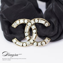 Load image into Gallery viewer, CC hair accessory handmade diagra art black 121001 back