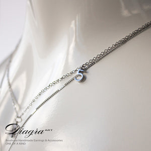 Chanel N:5 Silvertone Necklace faux white opal 221222 6
