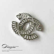 Load image into Gallery viewer, Chanel Handmade silver tone brooch encrusted with crystals Diagra art 230123 3