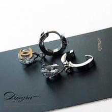 Load image into Gallery viewer, Chanel earrings silvertone Diagra Art 2907221 4