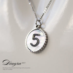 Chanel N:5 Silvertone Necklace faux white opal 221222 3