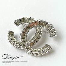 Load image into Gallery viewer, Chanel brooch silver tone encrusted with crystals Diagra art 240155
