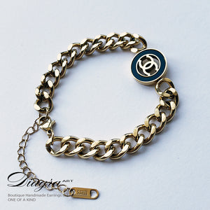 Chanel chain bracelet white black opal goldtone Diagra art 2807228