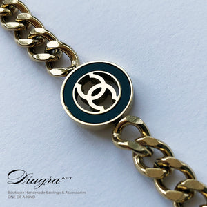 Chanel chain bracelet white black opal goldtone Diagra art 2807228 2