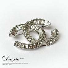 Load image into Gallery viewer, Chanel brooch silver tone encrusted with crystals Diagra art 240155 3