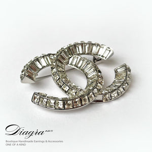 Chanel brooch silver tone encrusted with crystals Diagra art 240155 3