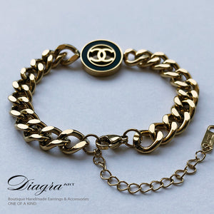 Chanel chain bracelet white black opal goldtone Diagra art 2807228 3
