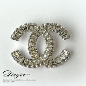 Chanel brooch silver tone encrusted with crystals Diagra art 240155 4