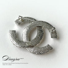 Load image into Gallery viewer, Chanel brooch silver tone encrusted with crystals Diagra art 240155 5