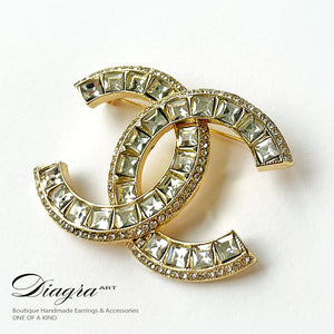 Chanel CC brooch encrusted with crystals Diagra art 240160